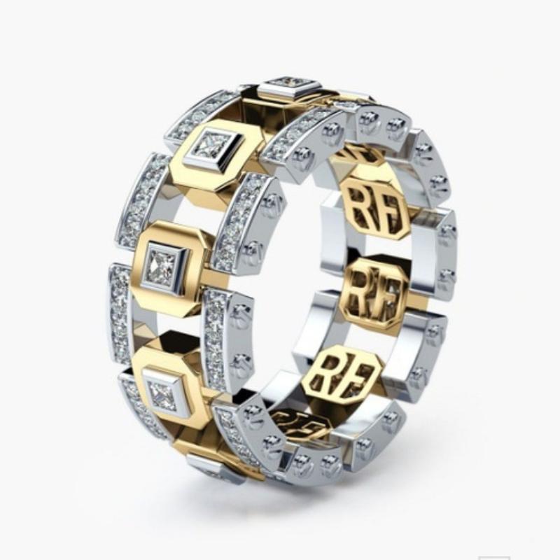 

Wedding Rings Ring Fashionable Modern Hollow-out Two-color Creative Diamond Engagement RingWedding