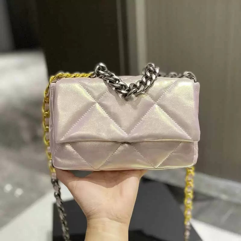 

SW 20cm/26cm Glitter Colorful Crossbody Bags Coral Pearlescent Multicolor Lambskin Classic Handbags Metal Hardware Handled Chains Quilted Designer Bag For Womens, Extra freight