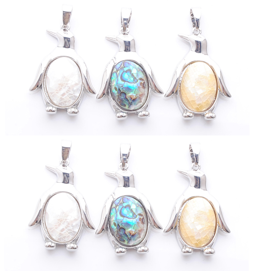 

Abalone Shell Pendants Cute Adorable Penguin Animal Shape Pendulum Pendant For Necklace Jewelry Popular Fashion DBN392