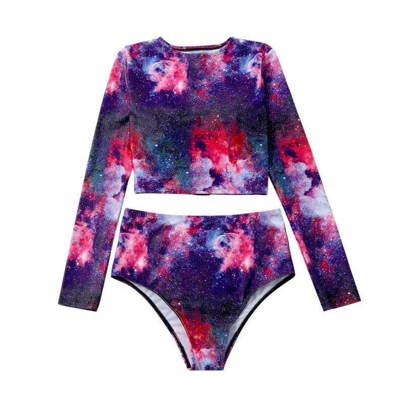 

Women' Swimwear Star Split Swimsuit Printed Bikini Digital Women Sexy Two-Pieces Long-Sleeves Swim Lesson Equipment Shorts LargeWomen, Purple