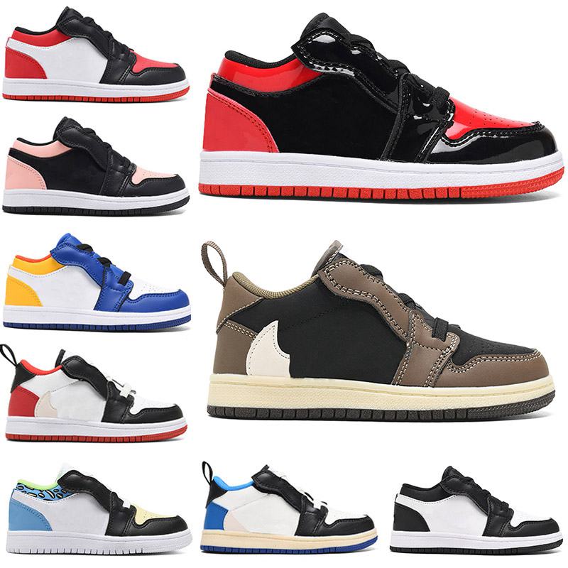 

Athletic 1s low help Kid Basketball Shoes Game Infants Royal Scotts Obsidian Chicago Bred Sneakers Kids with shoe unisex size EUR 26-35, Box