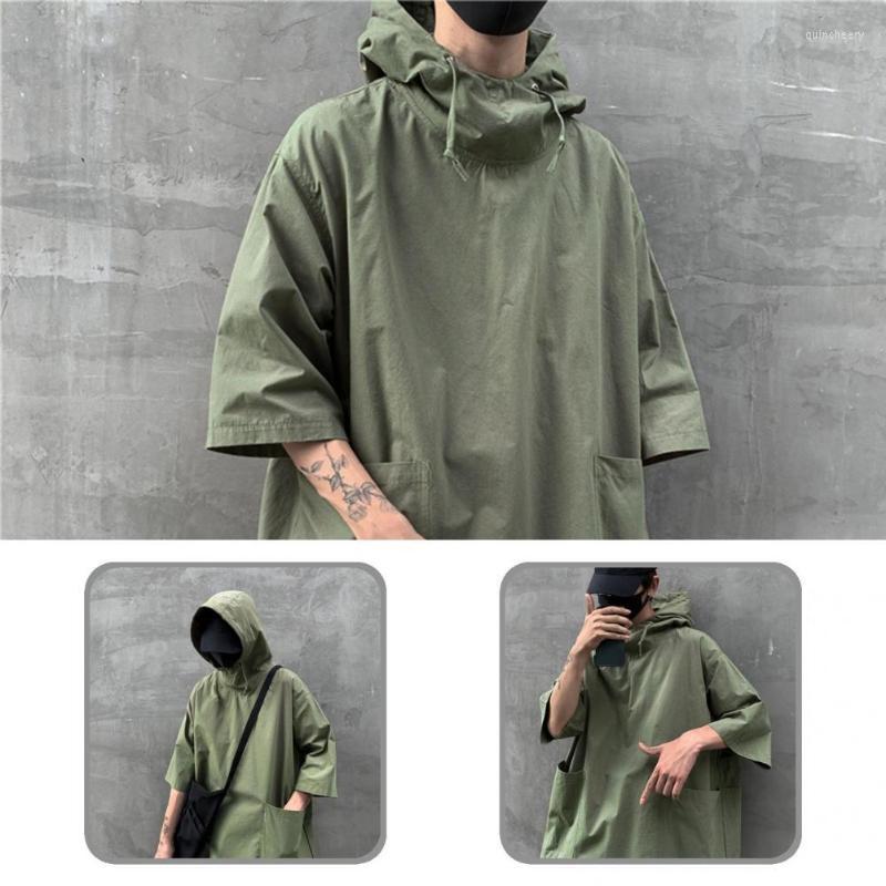 

Men's Dress Shirts Half Sleeve Skin-friendly Large Pockets Loose Men T-shirt For PartyMen's Quin22, Army green
