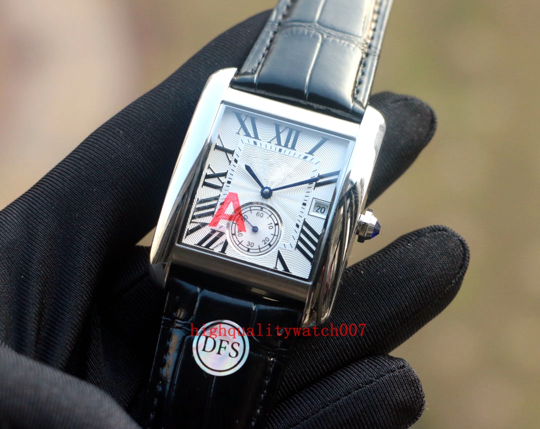 

High Quality Men's Watch Watches White Dial Leather Strap Bands Automatic Mechanical Transparent Mens Watch Wristwatches