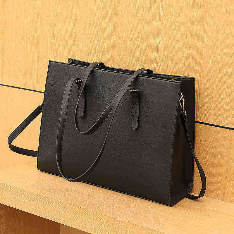 

Evening Bags New fashion computer bag business women's Portable Single Shoulder Messenger large luggage leather goods 220211, Black