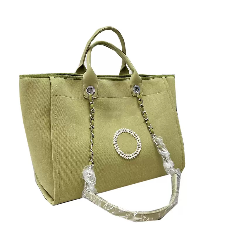 

Top Fashion Beach Party Shopping Canvas Pearls Bags Large Capacity Deauville Chain Handle Totes SHW Crossboy Shoulder Luxury Designer Handbags Luggage Wholesale, Extra freight