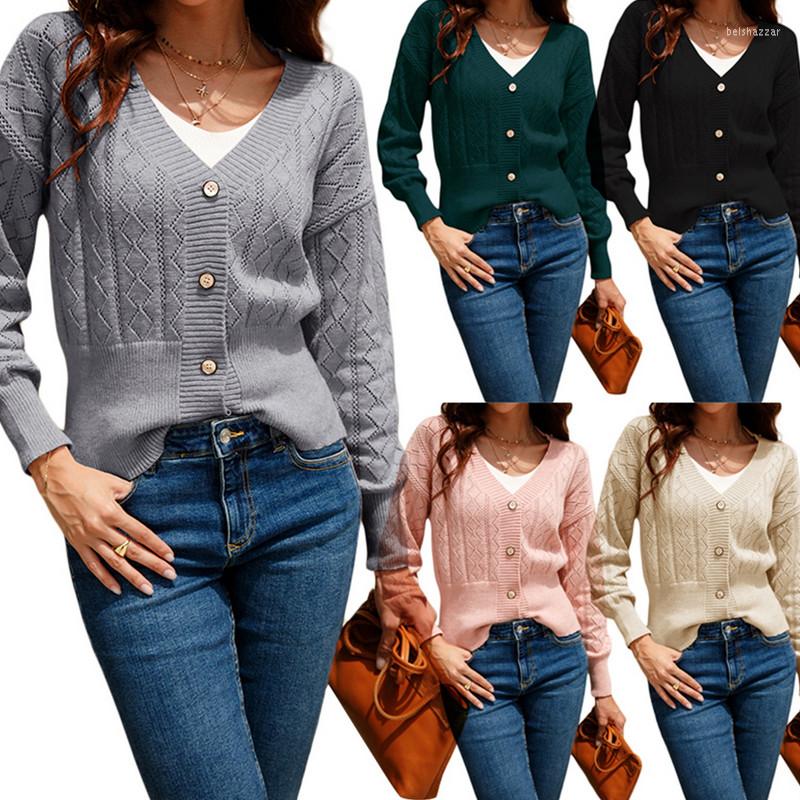 

Women' Knits & Tees Women Knitted Cardigan Autumn Winter Vintage Clothes Crop Tops 2022 Fashion Solid Color Long Sleeve Button Down Knitwea