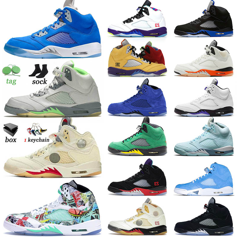 

With Box Jumpman Basketball Shoes Men 5s Easter Raging Red 5s Stealth 2.0 Fire What The White Cement Metallic International Flight Oreo Mens Sports Sneakers 40-47, C34 green bean 40-47