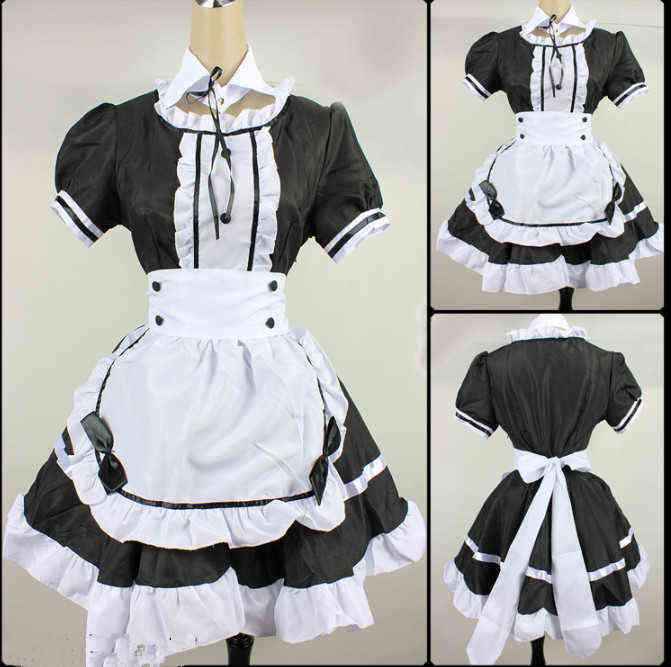 

Bazzery Black Cute Lolita Maid Comes French Maid Dress Girls Woman Amine Cosplay Come Waitress Maid Party Stage Comes L220715