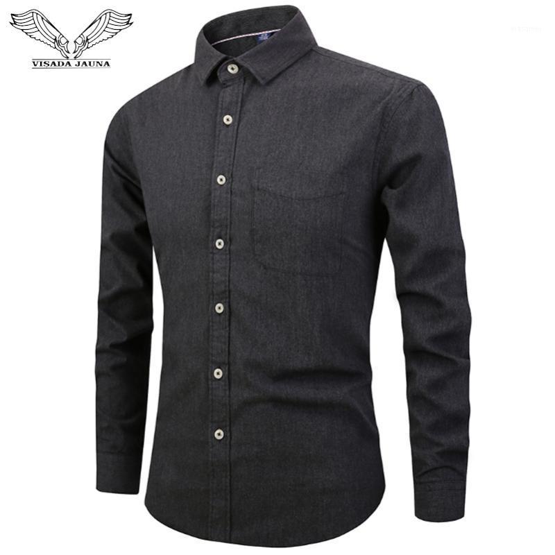

Men's Casual Shirts DA JAUNA 2022 Autumn Shirt Cotton Solid Color Square Collar Long Sleeve Sanded Fashion N9010, Black