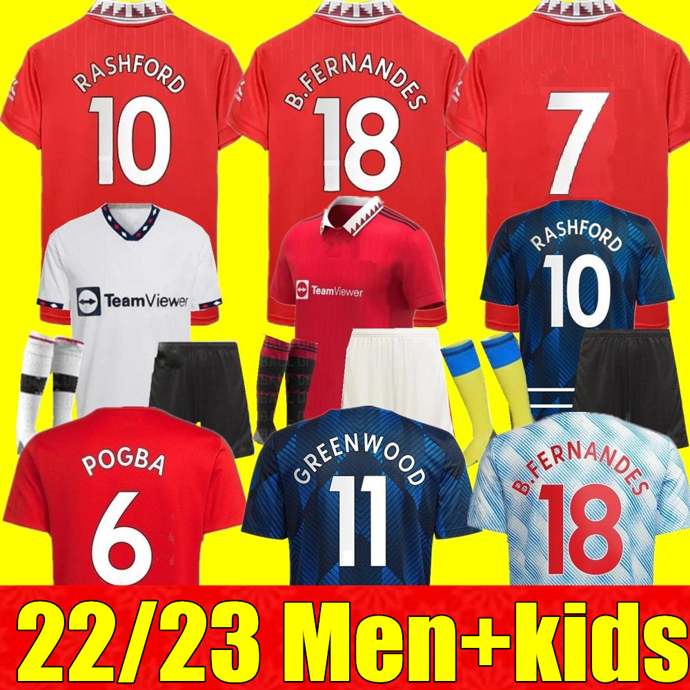 

New 22 23 adult Man Men kids kit soccer jersey 2022 2023 SANCHO POGBA CAVANI UTD VAN DE BEEK MANCHESTER B. FERNANDES RASHFORD UNITEDS LINGARD football shirt, Adult home