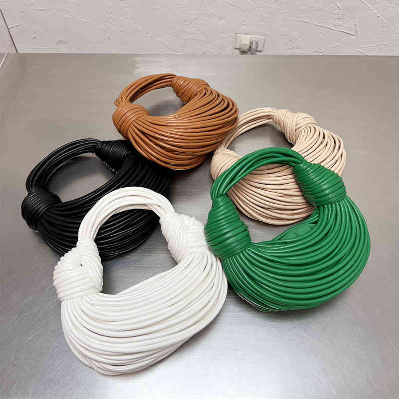 

Evening Bag Fashion Knotted Handle Bags Women Creative Noodle Woven Handbag Leather Luxury Designer Brand Female Purses 220322, Black