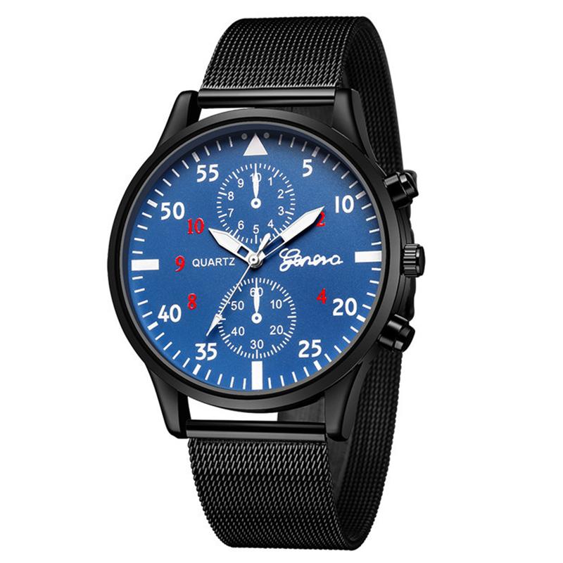 

Wristwatches Gold Wrist Watch For Man Quartz Watches Men Stainless Steel Bracelet Naviforce Sport Big Dial Reloj Hombre, Black blue