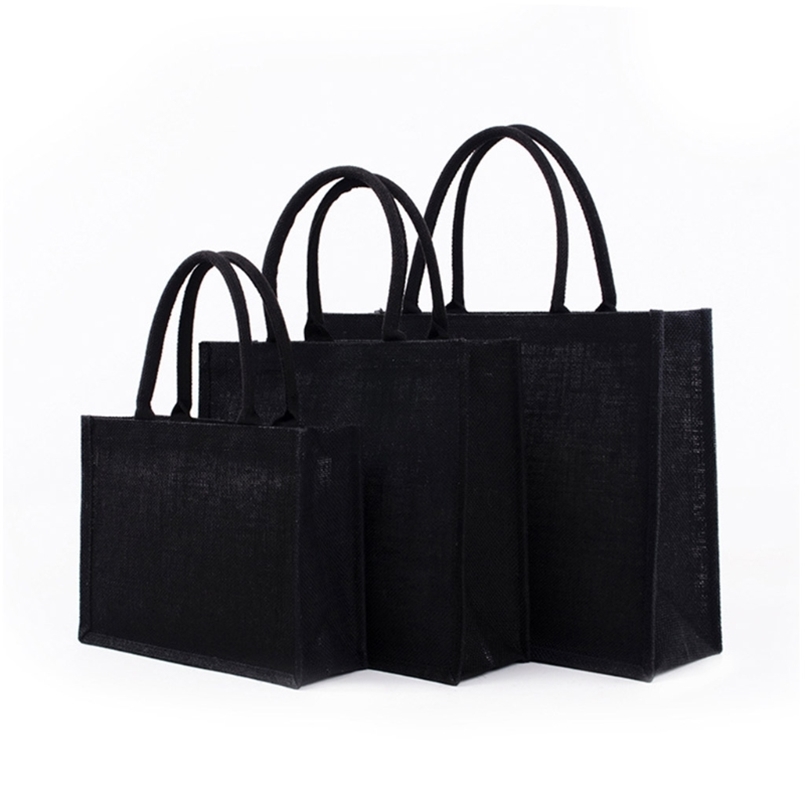 

Jute Tote Bags Burlap Bag with Soft Handle for Women Shopping Handbag Bridesmaid Christmas Thanksgiving Gift Organizer 220611, Black