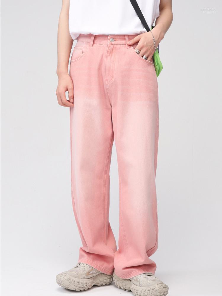 

Men's Jeans Men Clothing 2022 Spring Autumn Korean Streetwear Fashion Pink Straight Wide Legs Casual Loose Denim TrousersMen's Bert22