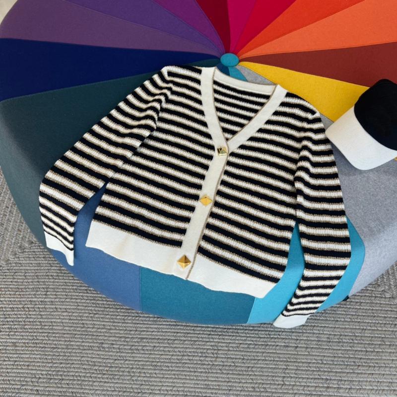 

Women' Knits & Tees Women Fashion Long Sleeve Sexy Navy Striped Black And White Colorblock Knitted Cardigan 0728Women