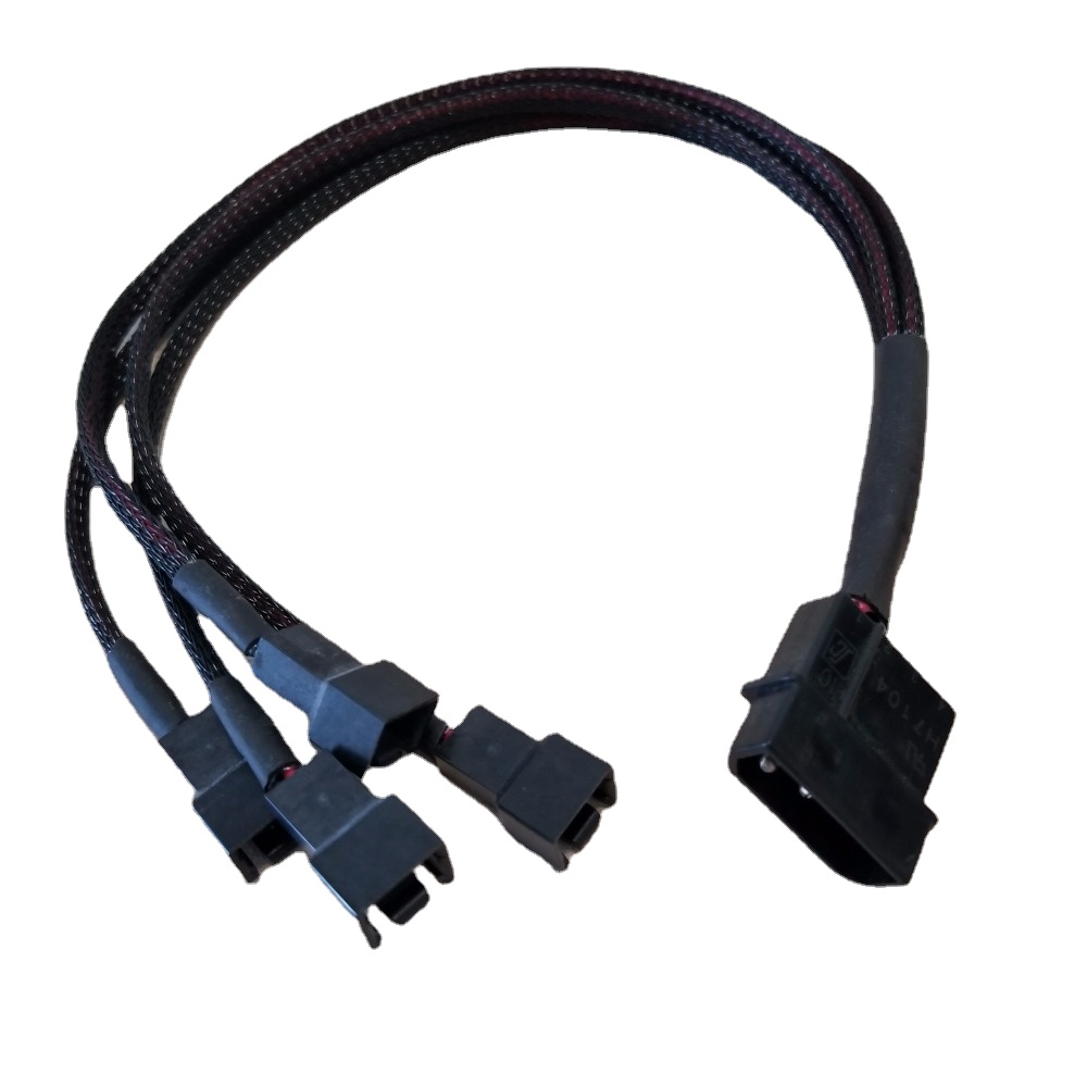 IDE Molex to 4 Port 3Pin Socket 2pin wire 12V Fan Hub Splitter Power Cable Cord 22AWG Wire 30cm For PC DIY-image-766597731