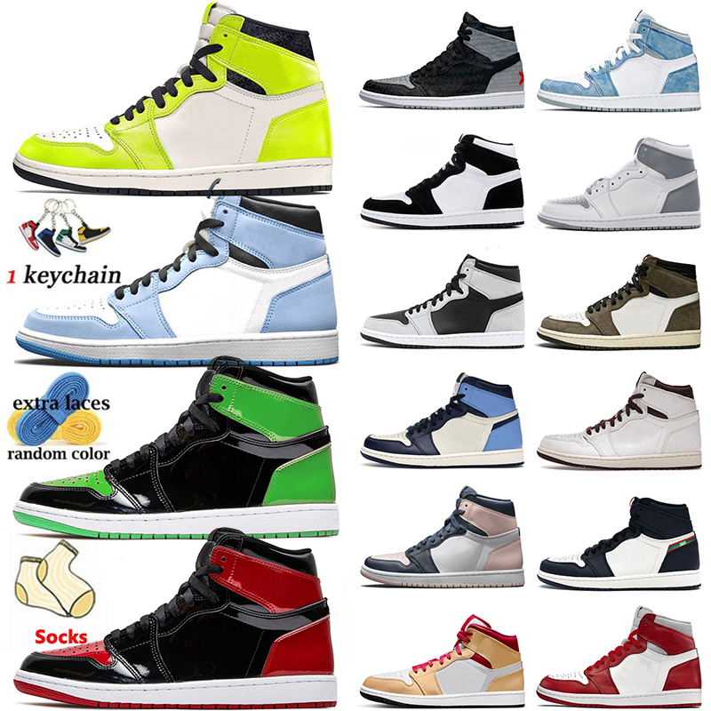 

Big Size 47 Mens Patent bred 1 Basketball Shoes 1s University Blue High OG Dark Mocha Grey Fog UNC Bordeaux Hyper Royal men women sneakers Trainers, A#41 court purple 36-46