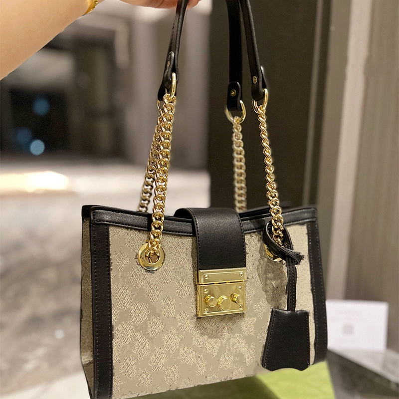 

New Chain Shoulder Bags Women Classic Letter Print Designer Bag Fashion Caviar Leather old flower Tote lady Large Capacity Leather Wallet handbag Crossbodybag, Black