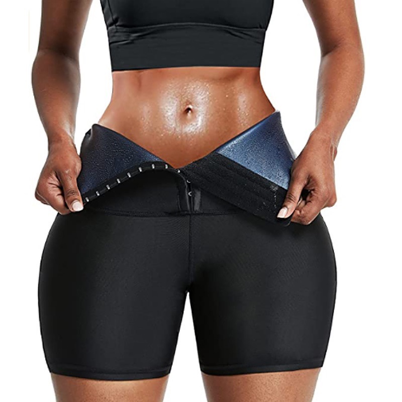 

Sauna Shorts for Women Workout High Waist Sweating Pants Leggings Neoprene Stretch Activewear Tummy Control Slimming Body Shapers, Sauna shorts -silver