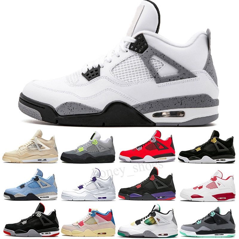 2022 Nouvelle Arrivée En Gros Jumpman 4 4s Hommes Femmes Chaussures De Basketball Blanc Ciment Cactus Jack Neon Court Violet Bred Hommes Baskets