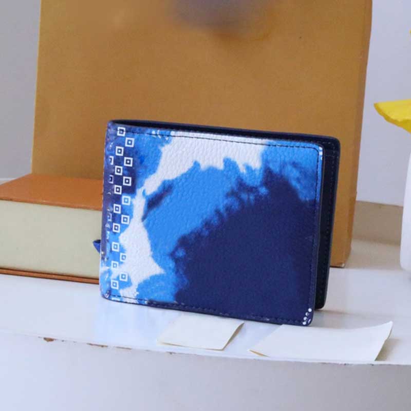 

Men designer wallet women credit card holder 5A high quality purse Genuinel Leather pocket Fashion Bleaching printing bag with box M81404 M81413, Blue-card