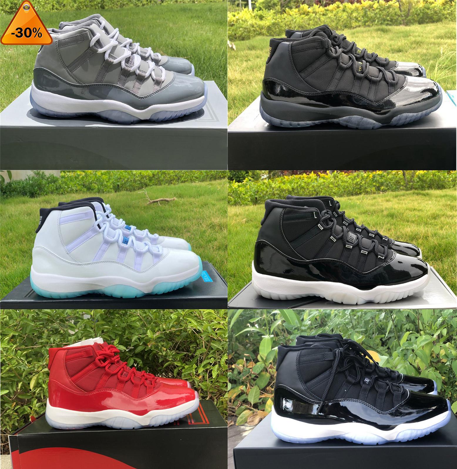 

2022 Authentic 11 Shoes Jubilee 25th Anniversary Air Concord High Black Bred Win Like 96 Space Jam Clear White Metallic Silver 11s Mens v