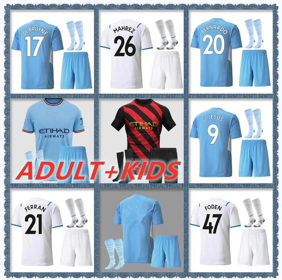 

2021 2022 2023 FERRAN MAHREZ GREALISH soccer jerseys adult kids kit 21 22 23 MANS cities maillot G. JESUS STERLING DE BRUYNE FODEN BERNARDO football shirts uniform