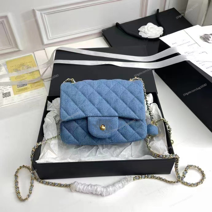 

Denim Blue Shoulder Bag Luxury Designer Women Clutch Bag Cowboy Chain Crossbody Messenger Bags Totes Classic Brand Lady Canvas Flap Purses Handbags