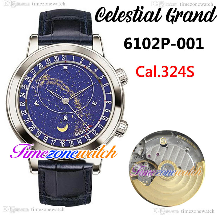 

BWF V5 Date 6102P-001 Celestial Grand Complication Mens Watch A324S Automatic 6102 Steel Case Blue Starry Sky Dial Leather Strap Watches TWPP Timezonewatch E223A2, E223a (2)
