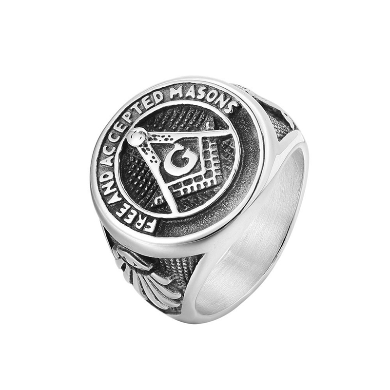

stainless steel men's ring freemaoson masonic silver black rings mason emblems jewelry FREE AND ACCEPTED MASONIC fonts jewel Man's Gift