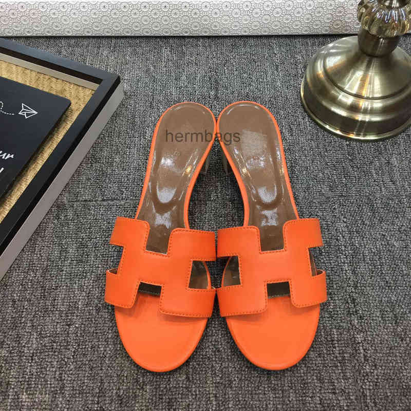 

Designer Herme Slippers Herme 2022 Slide Designer Slipper h Slippers High Heels Leather Sheepskin Thick H-shaped Beach Sandals Women's Large Shoes TN85, Red