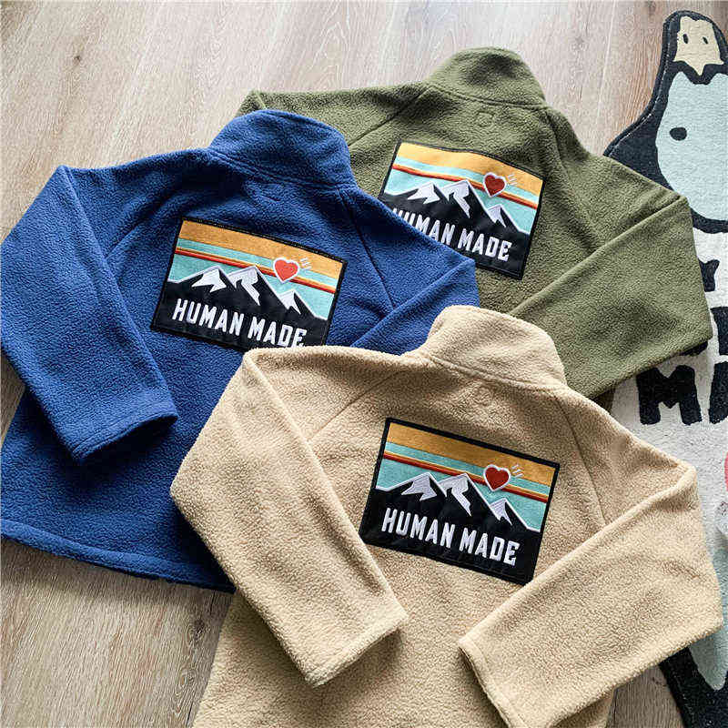 

Human Made Snow Mountain Embroidery Zipper Jacket Men Good Quality Polar Fleece Human Made Girls Dont Cry Women Coat T220728