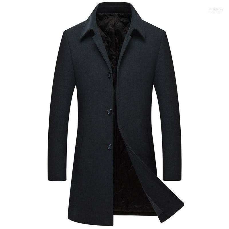 

Men's Wool & Blends KEGZEIR Winter Long Overcoat Men Warm Thick Peacoat Blend Casual Slim Coat Plus Size Palto Erkek High Quality1 Viol22, Black