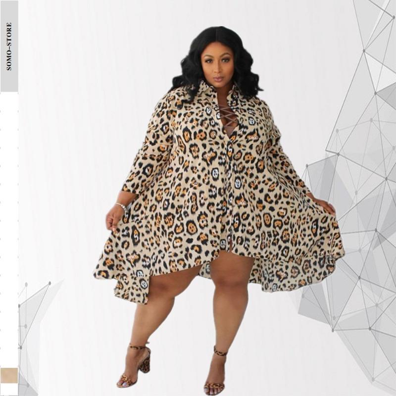 

Plus Size Dresses Streetwear Long Sleeve Loose Dress Casual Women'S Leopard Printed Mini Sexy Party Club Outfits WholesalePlus, Picture color