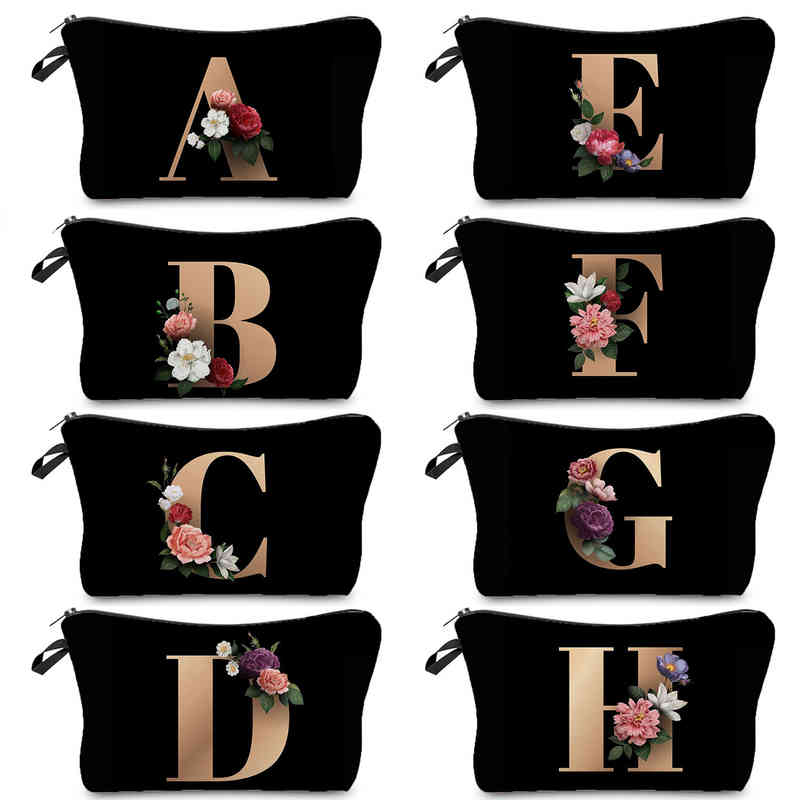 

HBP Cosmetic Bags Cases 26 Initials Flower Cosmetic Bag A-z Letter Makeup Bags Women Travel Bridesmaid Female Portable Cosmetic Case Girls Beauty Bag 220825, Hz3186 letter bag