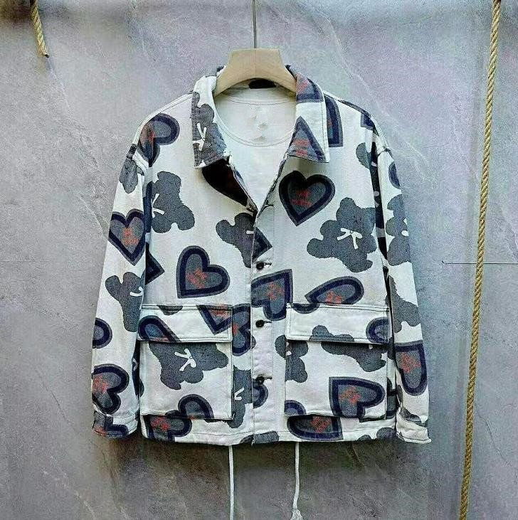 

Star Same Style Overcoat Clothing Denim Jacket New Men's Jackets Luxury Classic High-quality Mens Casual Coat Baseball Outwear Baggy Uniform Couple's Top Clothes, White