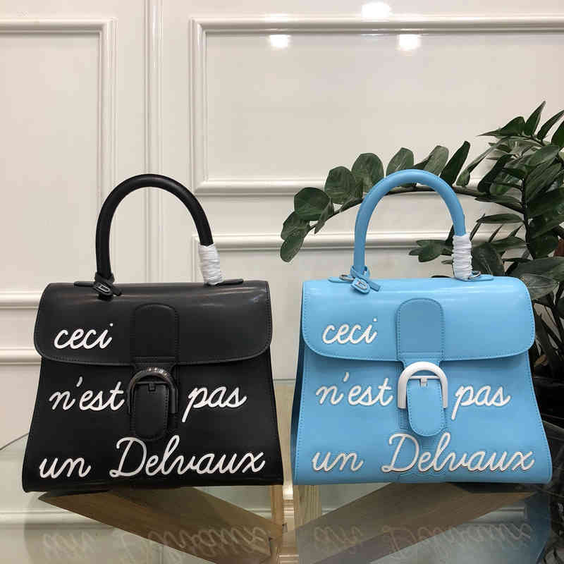 

Delvauxs Ping]delvo Brillant Horseshoe Buckle Women's Medium Letter Bag Box Leather, Letter pack medium 28cm