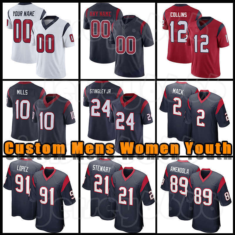 

24 Derek Stingley Jr 10 Davis Mills 59 Kenyon Green Football Jerseys Roy Lopez Jimmy Morrissey Marlon Mack Jalen Camp Nico Collins Texans''Tavierre Thomas Allen, Custom men (d z r)