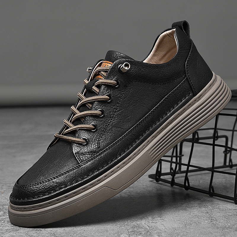 

Men Casual Shoes Fashion Trend Sneakers Lace-up Outdoor Runing Shoes Men Flats Classic British Style Sneakers Shoes Retro Flats, Black