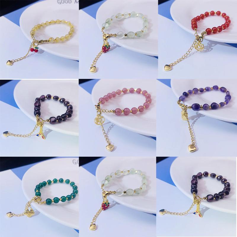 

Link Chain Irregular Bohemian Pink Rhinestone Bracelets For Women Vintage Colorful Beaded Charm Wedding Bracelet Beach Party GiftsLink