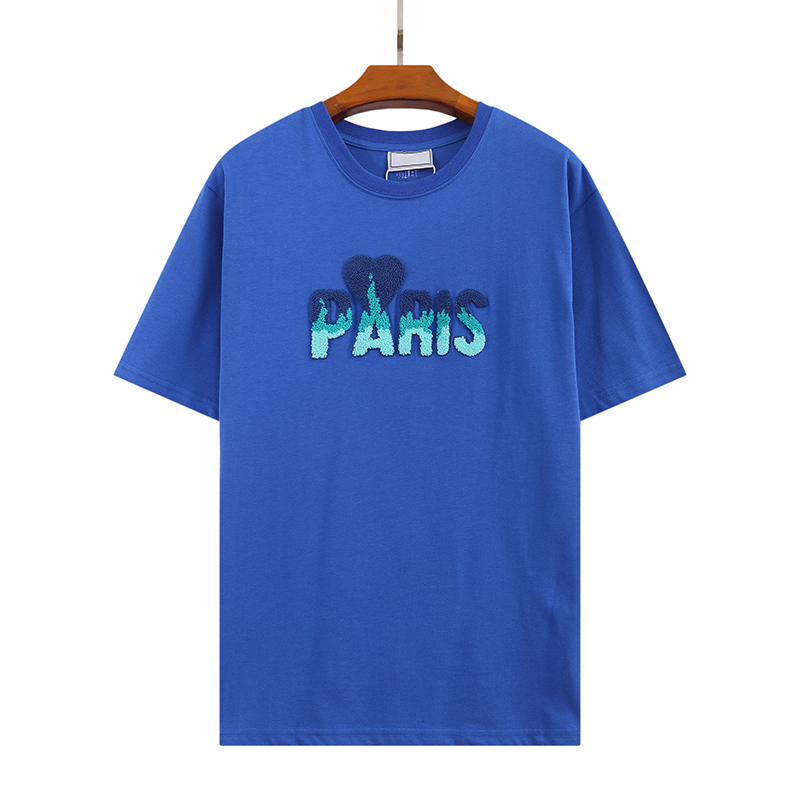 

Embroidered with light blue letters 2022 New Men Women Clothing t shirt Luxury t shirts Classic Apparel