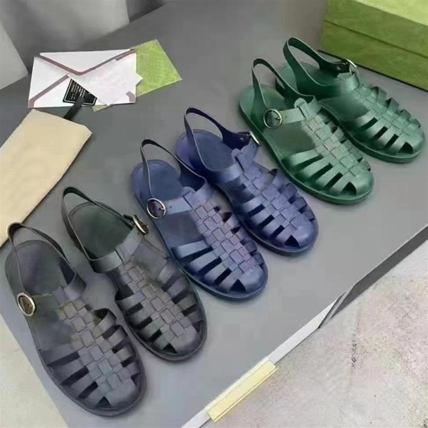 

2022 Luxury flat Sandals Summer Mens Slides Designer Rubber Loafers Beach footwear Fashion Metal Horsebit Sandals size 38-45 With 222s, Black