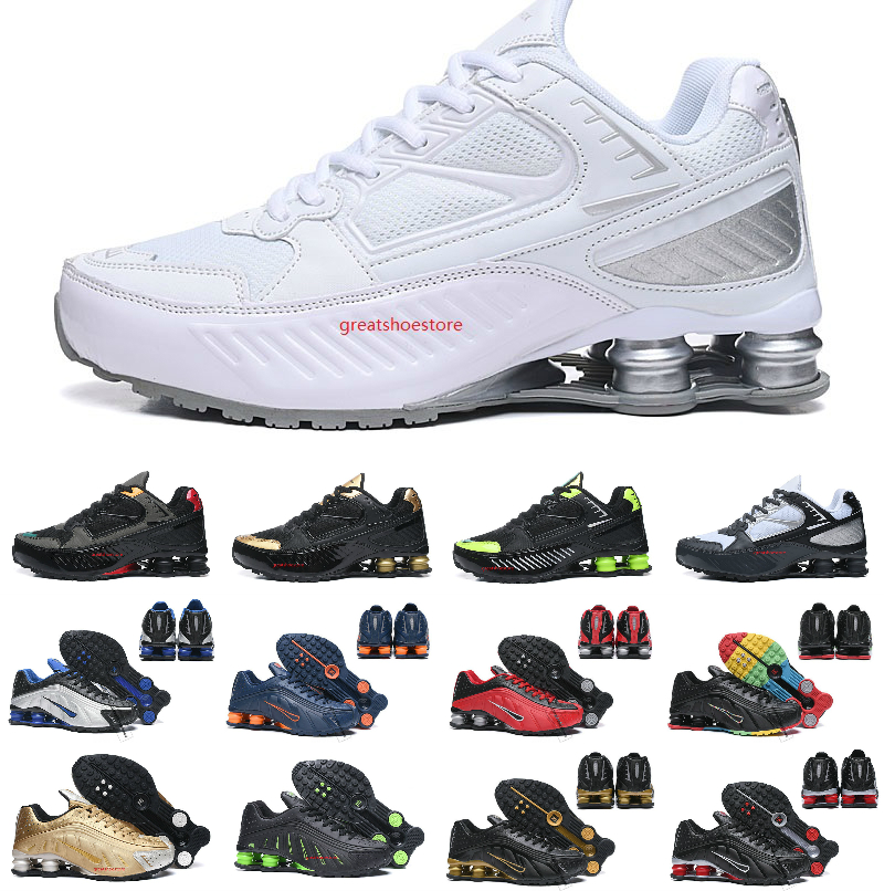 

Top Quality Shoxs R4 Men Running Shoes Outdoor Triple Black White Metallic Silver DELIVER OZ NZ 809 University Red Designer Sneakers Trainers, 21#