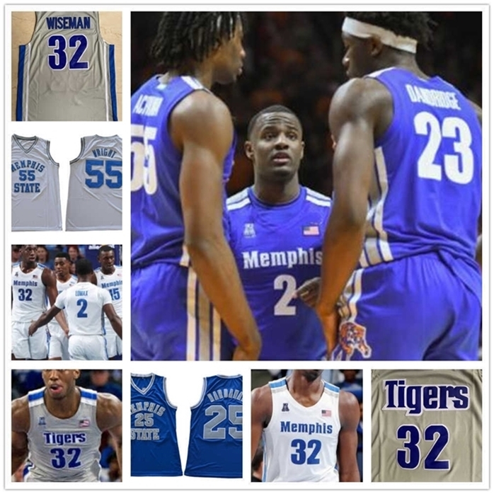 

Sj98 Custom college Memphi Tigers Precious Achiuwa 32 James Wiseman Jayden Hardaway Boogie Ellis Stitched Jerseys, Blue