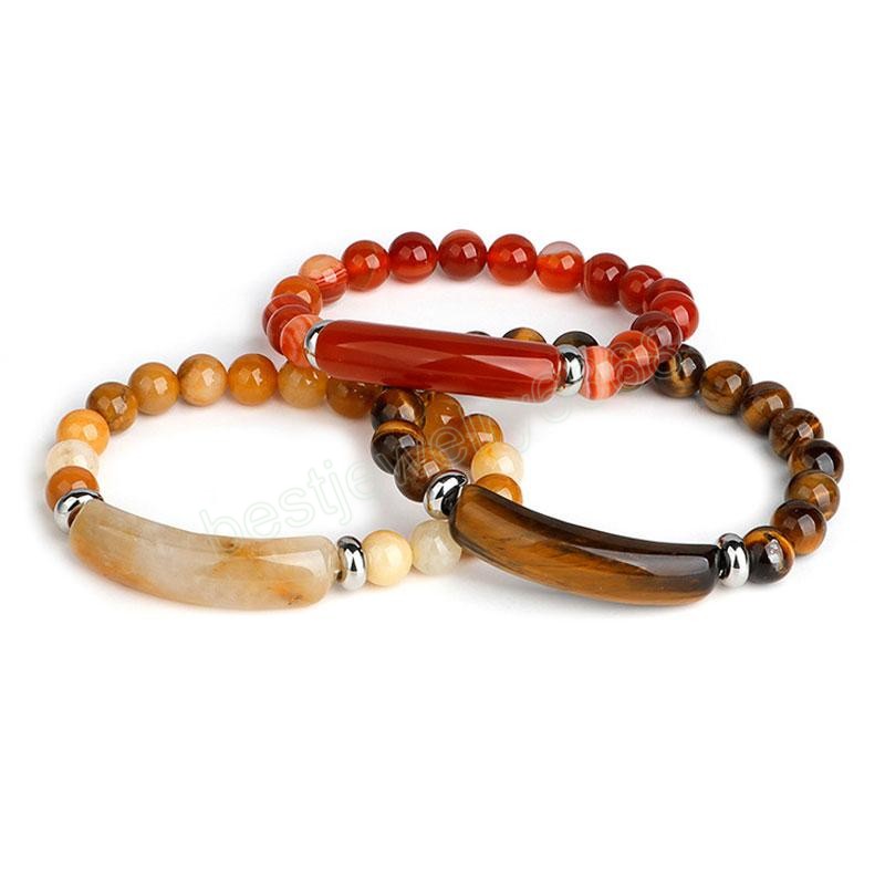 

8mm Natural Crystal Stone Beaded Strands Charm Bracelets Elastic Bangle For Women Girl Party Club Handmade Jewelry