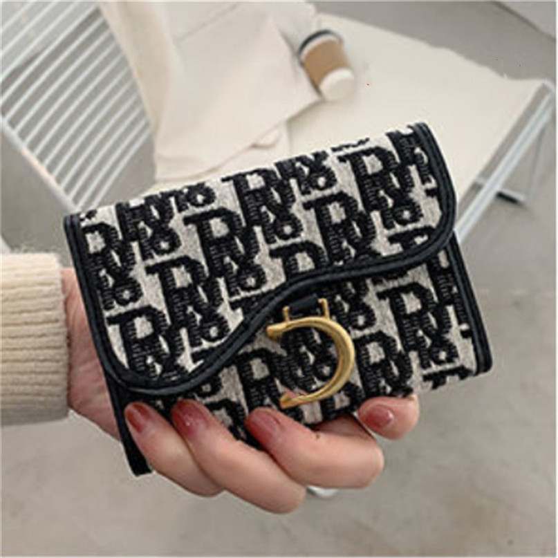 

2022 New Fashion Ladies Wallet High Quality Designer Canvas Embroidery Short Wallet Card Holder, 01