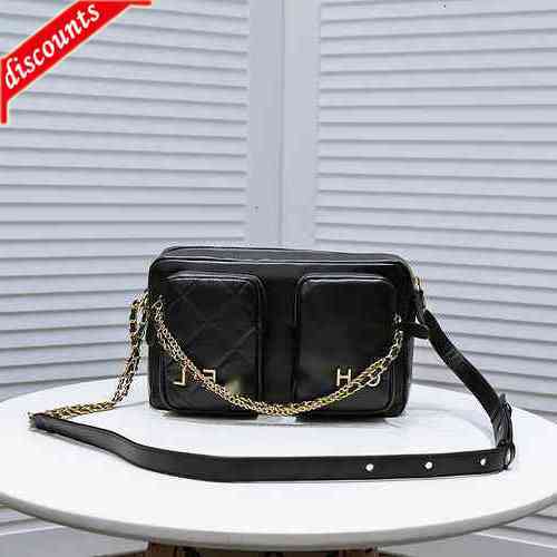 

Letter Luxury 271459 Brand Design Plaid Woman's Shoulder Chain Cc Bag Lambskin Leather Vintage Messenger Bags Mini Diamond Pattern Camera Ba, Picture show