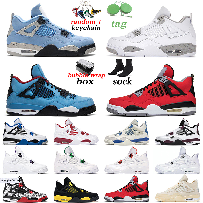

With Box Original Basketball Shoes Jumpman 4 Toro Bravo men women 4s University Blue Fire red Black Cat White Oreo mens trainer sports, Metallic orange