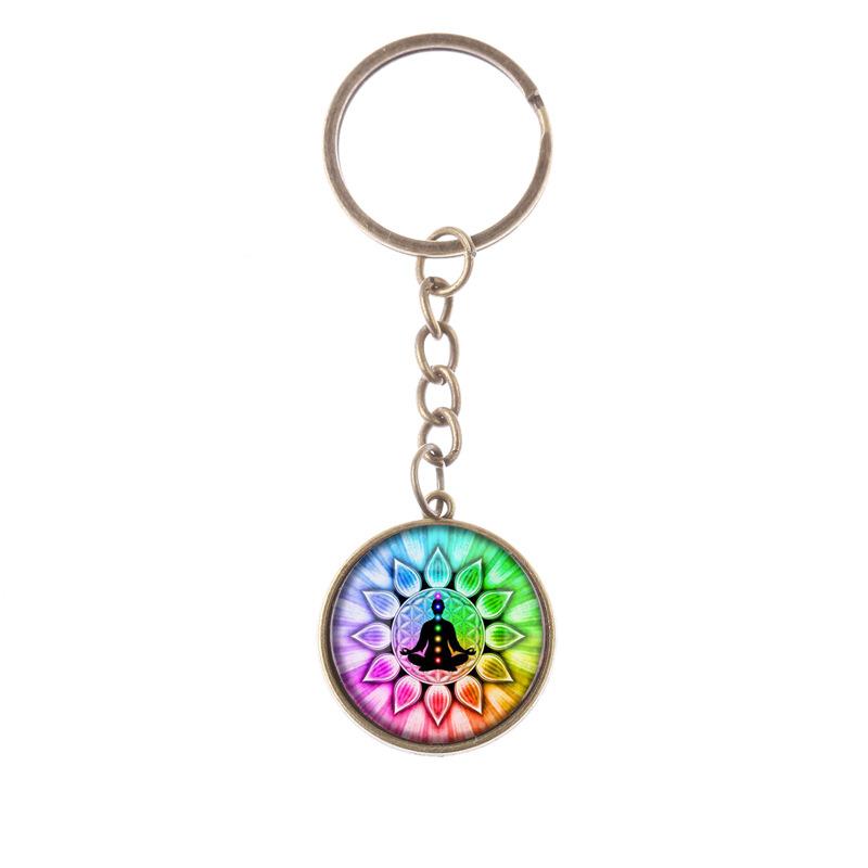 

Keychains Gift Cute Fashion Mixed Healing 7 Chakra Pray Keychain Car Key Chain Ring Pendant For Bag