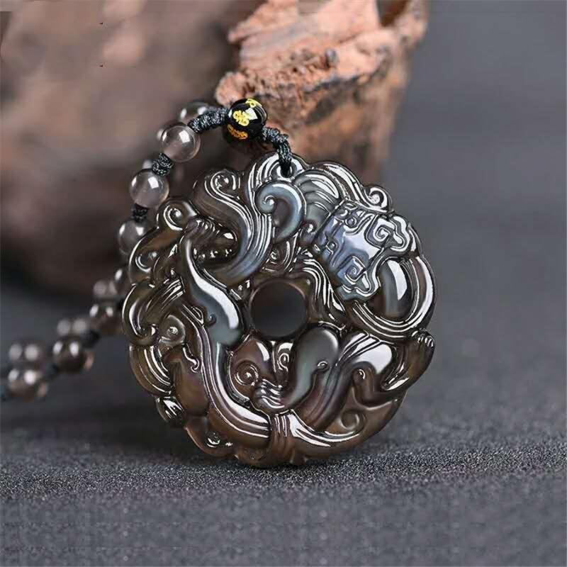 

Pendant Necklaces Drop Genuine Rainbow Light Natural Obsidian Gems Crystal Round Bead Fashion 45mm Necklace Is Not IncludedPendant Necklaces